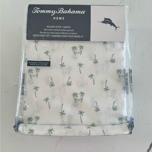 NWT Tommy Bahama Queen FLAT SHEET ONLY Palm trees Hammock